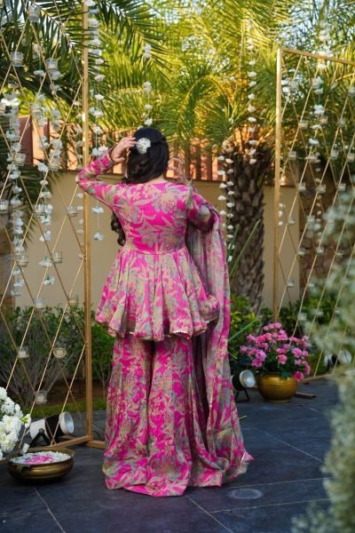 Trendy Chinon Silk Digital Printed Top Bottom Suit Set with Sequins Lace Dupatta for party wear Ready To Wear Collection
