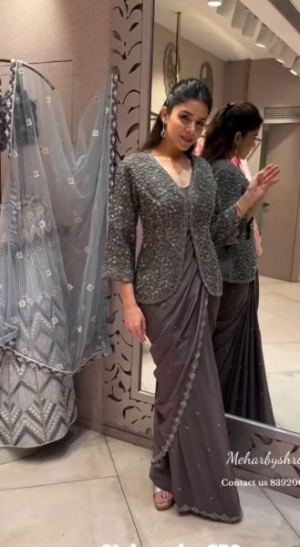 Trendy Designer Saree with Koti Jacket for Wedding Functions Ready To Wear Saree 