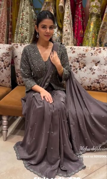 Trendy Designer Saree with Koti Jacket for Wedding Functions Ready To Wear Saree 