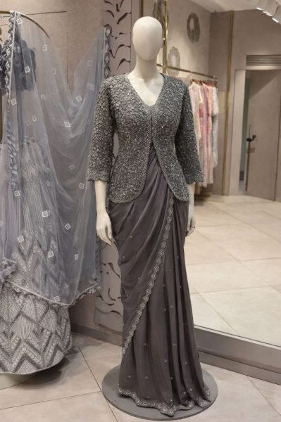 Trendy Designer Saree with Koti Jacket for Wedding Functions Ready To Wear Saree 