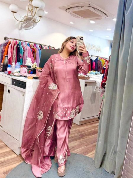 Trendy Embroidered Palazzo Suit Set with Crepe Suit and Fancy Dupatta Readymade 
