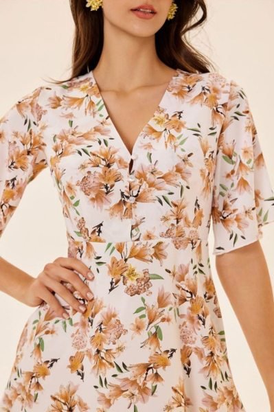 Trendy Floral Printed Cotton Western Dress for Women Casual Micro Crepe One Piece White Dress Best Wholesale Collection Western Ladies Top Wholesale