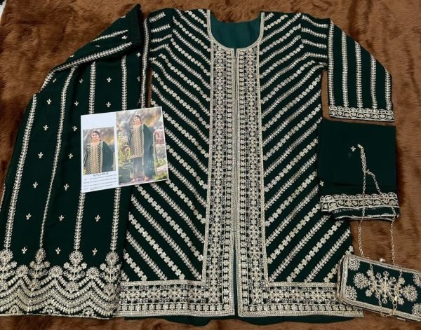 Trendy Green Heavy Georgette Suit Set with Sequins Work and Dupatta For Weeding Designer Plazzo Salwar Suits Wholesale