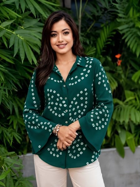 Trendy Green Women   s Japan Satin Digital Printed Shirt at Wholesale Rate Kurtis