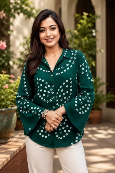 Trendy Green Women   s Japan Satin Digital Printed Shirt at Wholesale Rate Tunics kurti