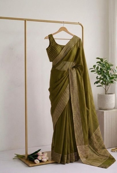Trendy Mahendi Green Elegant Silk Saree with Rich Pallu and Zari Butti Blouse Silk Sarees Wholesale