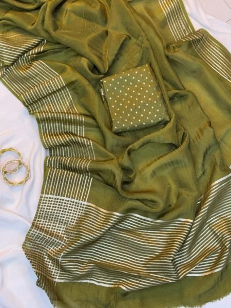 Trendy Mahendi Green Elegant Silk Saree with Rich Pallu and Zari Butti Blouse Silk Sarees Wholesale