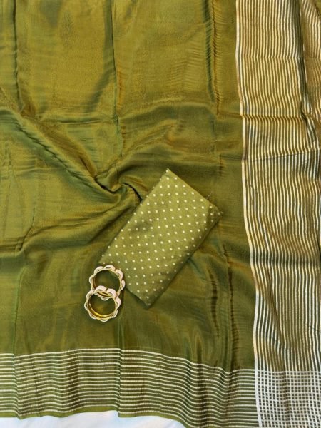 Trendy Mahendi Green Elegant Silk Saree with Rich Pallu and Zari Butti Blouse Silk Sarees Wholesale
