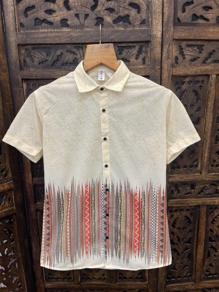 Trendy Mens Cotton Shirt Spread Collar Short Sleeves   Stylish Prints Mens Shirt