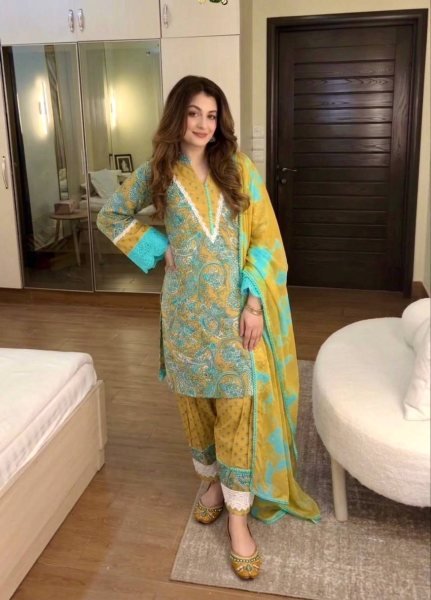 Trendy Musterd Yellow Printed Cambric Cotton Farshi Palazzo Set For Office Wear Ready To Wear Collection