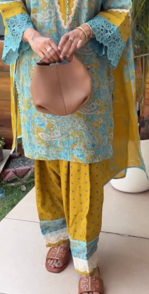 Trendy Musterd Yellow Printed Cambric Cotton Farshi Palazzo Set For Office Wear Ready To Wear Collection