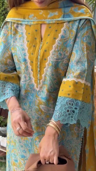Trendy Musterd Yellow Printed Cambric Cotton Farshi Palazzo Set For Office Wear Ready To Wear Collection