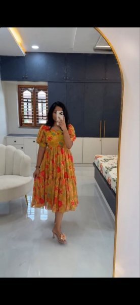 Trendy Orange Long Maxi Gown with Comfortable Fabric for Women Western Ladies Top Wholesale