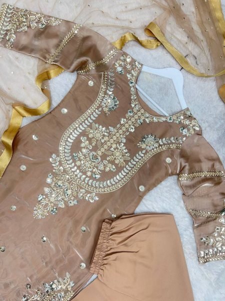 Trendy Pakistani Jimmy Choo Silk Three Piece Salwar Suit for Parties Ready To Wear Collection