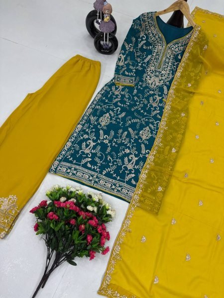 Trendy Party Wear Palazzo Suit in Georgette with Heavy Embroidery Wedding Special Edition Ready To Wear Collection