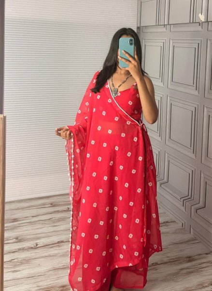 Trendy Pink Fox Georgette Palazzo Set with Dupatta and Stylish Bustier at Low Price Georgette Kurti 