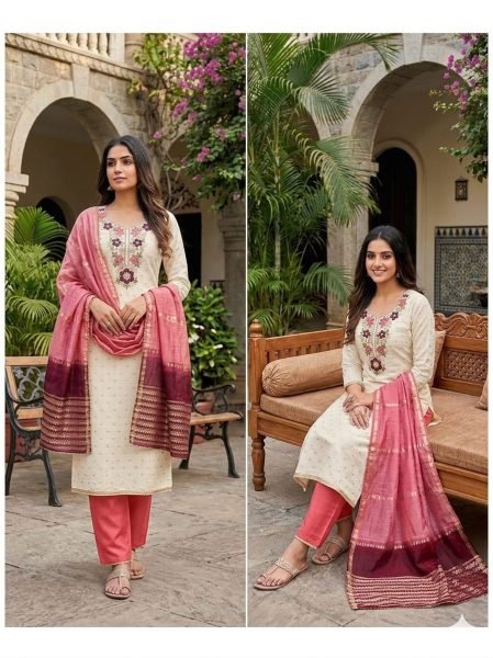 Trendy Pink Modal Top Suit Set with Bits Coding Work and Chanderi Silk Dupatta at Wholesale Rate Color Set Matching Dress Material Wholesale