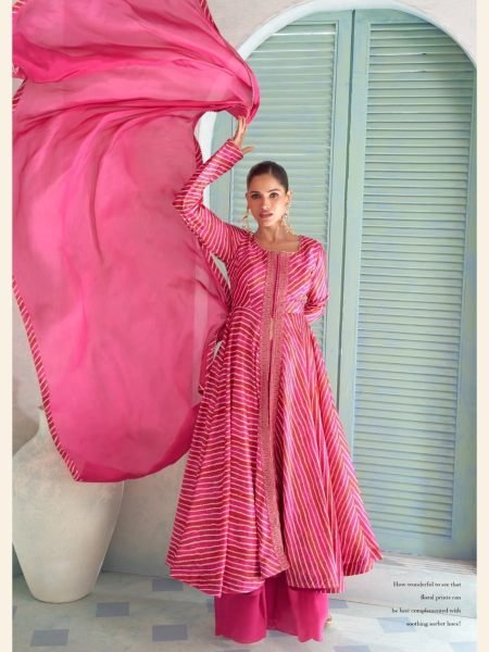 Trendy Pink Real Chinon Digital Printed Designer Suit with Embroidery For Party Salwar Kameez