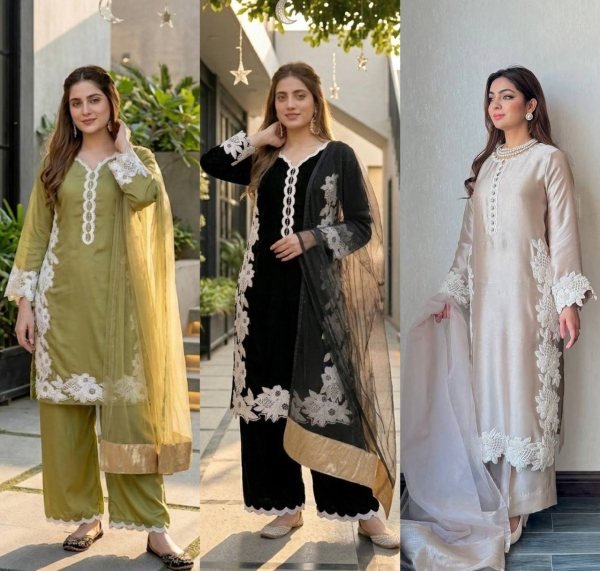 Trendy Pista Heavy Silk Top Palazzo Set with Pearl Hand Work for Parties Ready To Wear Collection