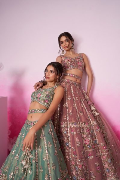Trendy Pretty Women Bridal Leheng Set Green Color Lehenga With Embroidery Work & Mirror Work  Bridal Lehenga Choli