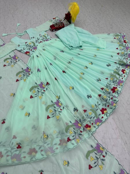 Embroidered Fox Georgette Gown with Flowy Silhouette Party Ready Look Georgette Kurti 