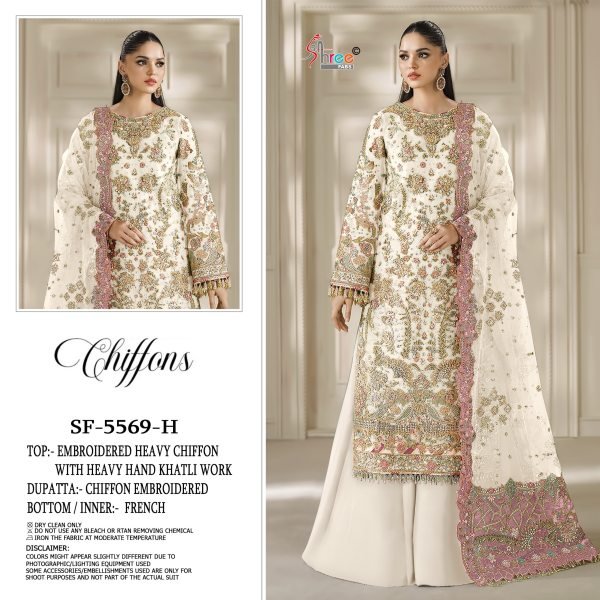 Trendy White Chiffon Heavy Embroidered Suit with Hand Khatli Work at Wholesale  Pakistani Suits Wholesale