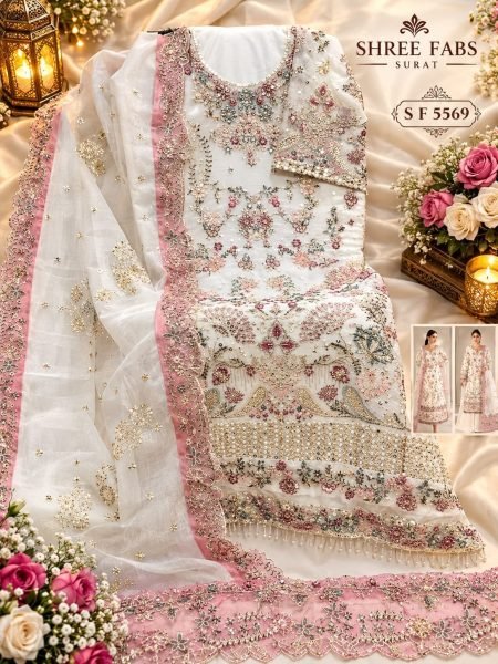 Trendy White Chiffon Heavy Embroidered Suit with Hand Khatli Work at Wholesale  Pakistani Suits Wholesale