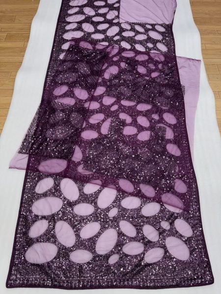 Trendy Wine Heavy Butterfly Net Designer Saree with Embroidered Blouse for Luxury Events Bollywood Fancy Sarees Wholesale