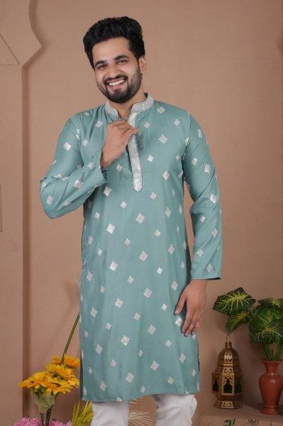Turquoise Embroidered Kurta Pajama Set for Men at Best Wholesale Price Kurta Pajama Wholesale