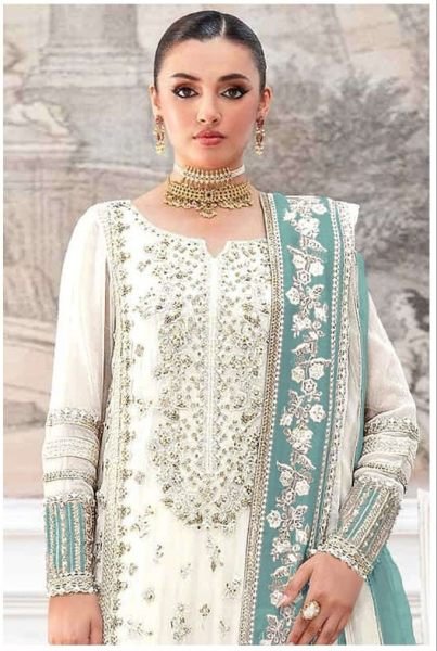 Turquoise Net Kameez Palazzo Suit for Indian Wedding & Pakistani Festival  Pakistani Suits Wholesale
