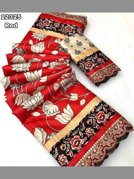  Tussar silk pichwai digital print Saree  with fancy trending embroidery work Silk Sarees Wholesale