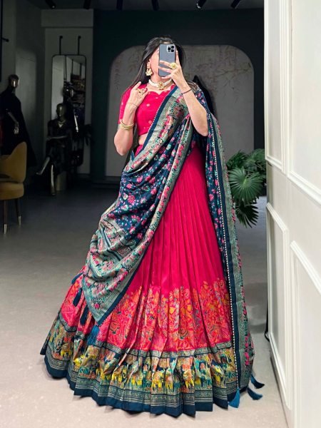 Tussar Silk Printed Foil Work Lehenga Choli with Dupatta Set For Navratri Collection 2025   Lehenga