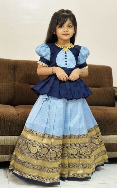 Twirl-Ready Lichi Silk Lehenga Choli Designer Zari Work for Little Divas Girls Wear