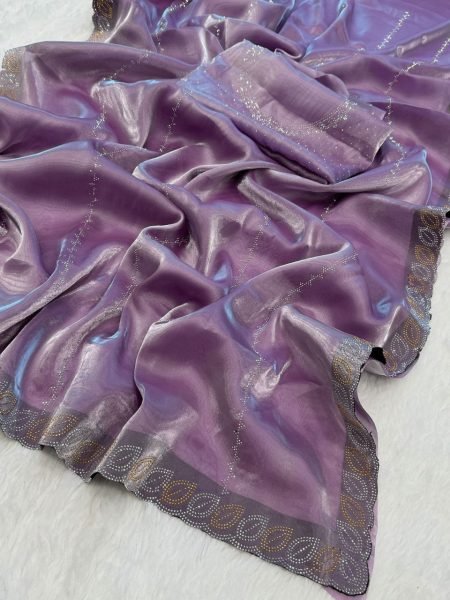 Two Tone Jimichu Saree with Diamond Zarkan   Fancy Lace Border Big Sales Dealer JIMMY CHOO SAREE