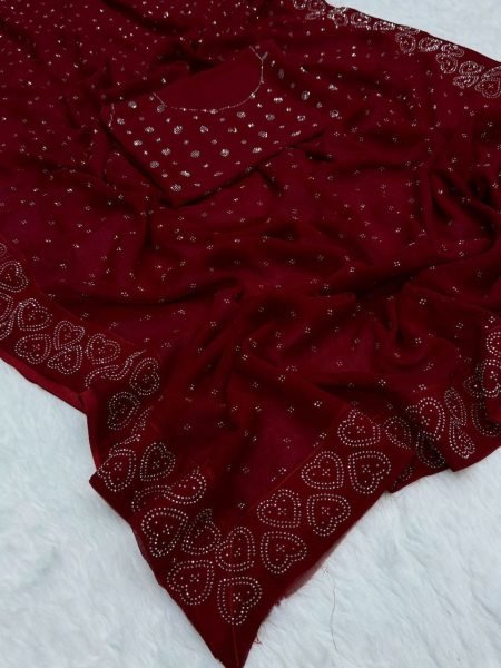 Two Tone Jimichu Saree with Diamond Zarkan   Fancy Lace Border Big Sales Dealer JIMMY CHOO SAREE