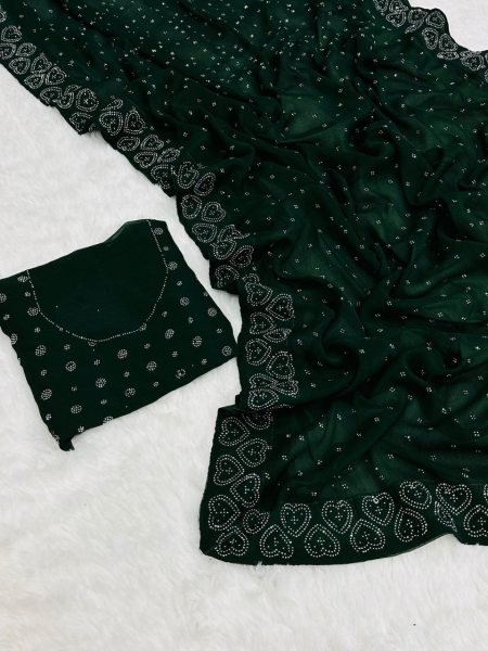 Two Tone Jimichu Saree with Diamond Zarkan   Fancy Lace Border Big Sales Dealer JIMMY CHOO SAREE