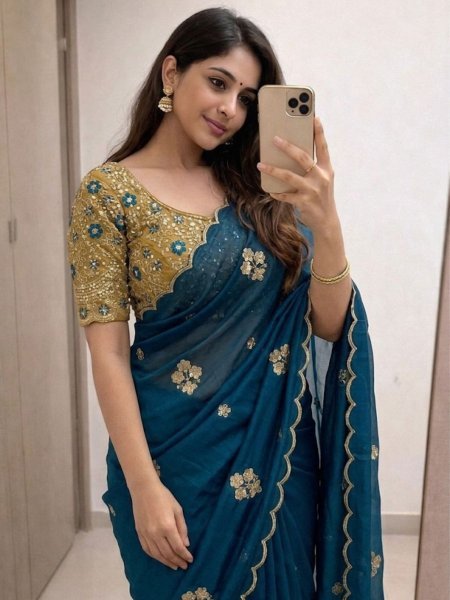 Unbeatable Blue Saree with Lightweight Fabric and Heavy Work For Weddings  Sarees 