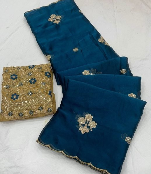Unbeatable Blue Saree with Lightweight Fabric and Heavy Work For Weddings  Silk Sarees Wholesale
