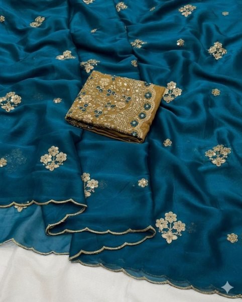Unbeatable Blue Saree with Lightweight Fabric and Heavy Work For Weddings  Silk Sarees Wholesale