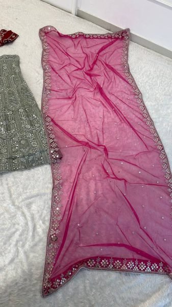 Unbeatable Grey Designer Faux Georgette Lehenga with Thai Silk Blouse and Net Dupatta Designer Lehenga Choli