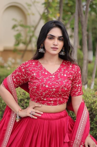 Unbeatable Hot Pink Glory Satin Lehenga Set with 3.5 Meter Flare and Can Can For Party Designer Lehenga Choli