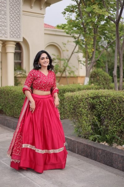 Unbeatable Hot Pink Glory Satin Lehenga Set with 3.5 Meter Flare and Can Can For Party Designer Lehenga Choli