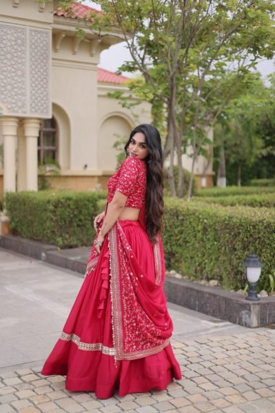 Unbeatable Hot Pink Glory Satin Lehenga Set with 3.5 Meter Flare and Can Can For Party Designer Lehenga Choli