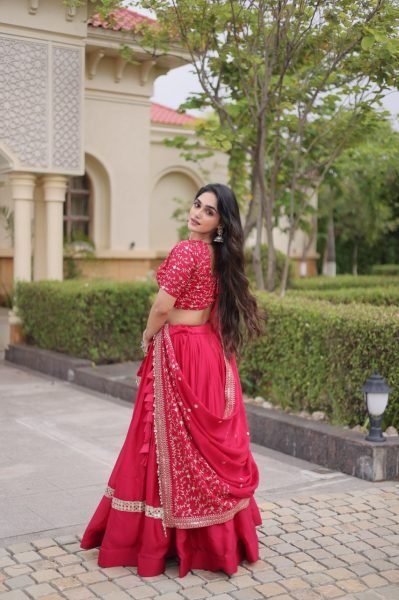 Unbeatable Hot Pink Glory Satin Lehenga Set with 3.5 Meter Flare and Can Can For Party Designer Lehenga Choli