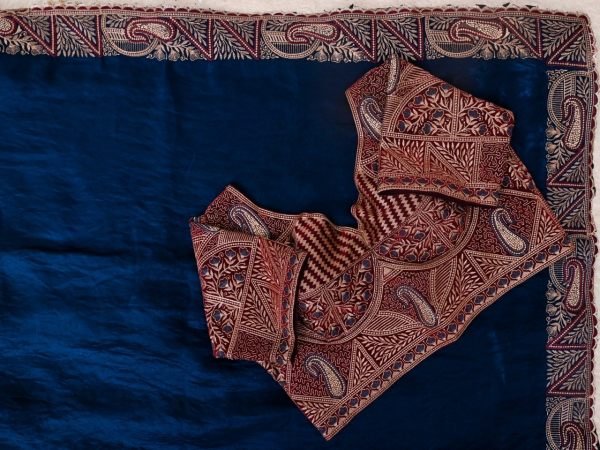 Unbeatable Navy Blue Designer Soft Fendy Satin Saree with Heavy Embroidered Blouse Designer Wedding Sarees Wholesale