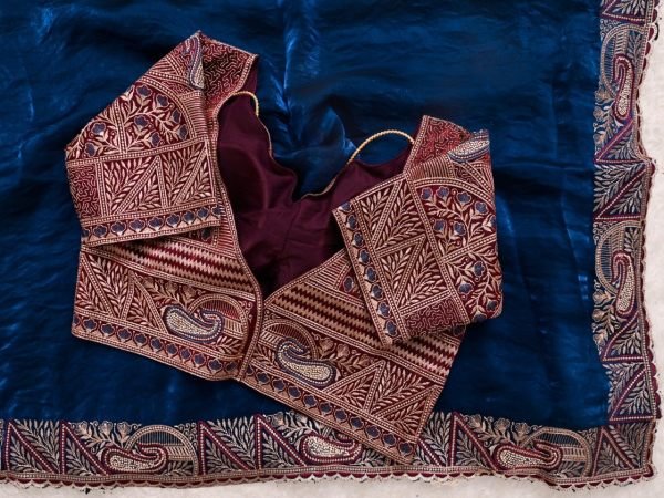 Unbeatable Navy Blue Designer Soft Fendy Satin Saree with Heavy Embroidered Blouse Designer Wedding Sarees Wholesale