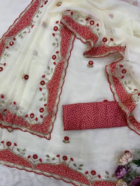 Unbeatable White Durga Puja Special NC Moss Saree with Sequins and Thread Work Embroidery Sarees Wholesale