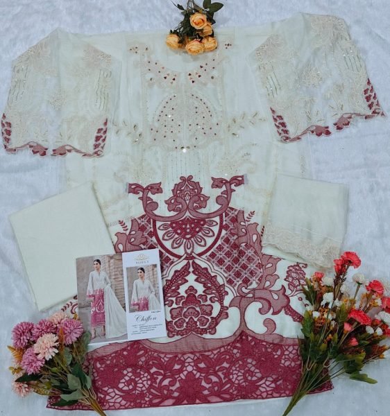 Unbeatable White Wedding Special Chiffon Salwar Kameez with Khatli and Sequence Work Pakistani Suits Wholesale