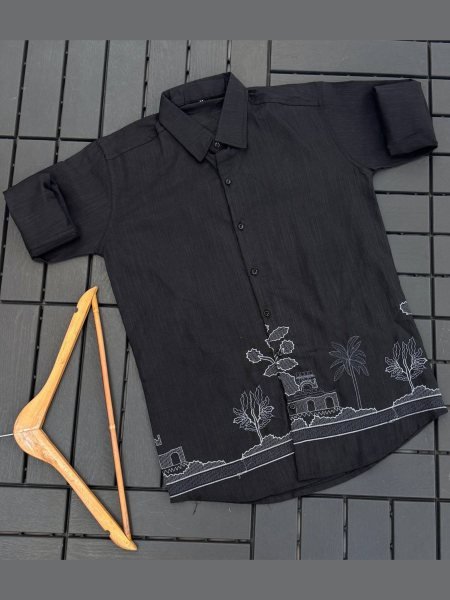 Unique Black Designer Men Shirt with Elegant Embroidery Work 