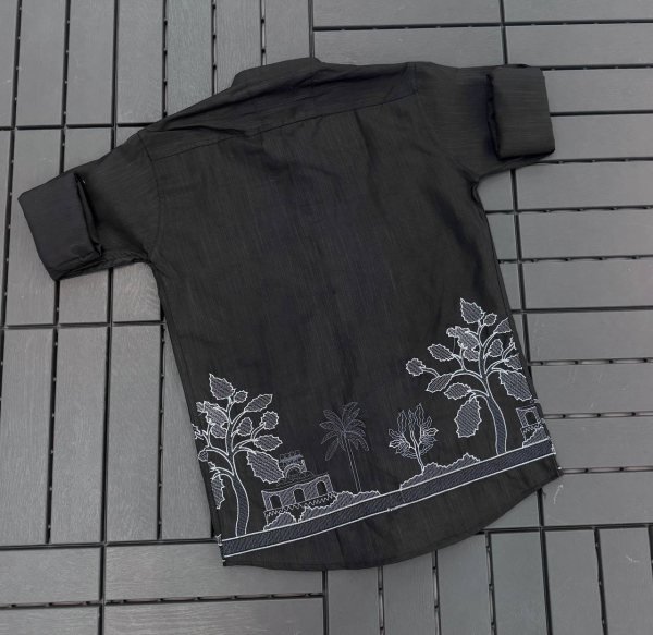 Unique Black Designer Men Shirt with Elegant Embroidery Work Mens Shirt